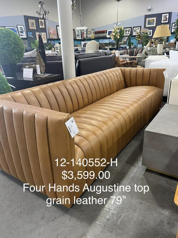 Four Hands Augustine Top Grain Leather Couch for Sale at Home Consignment Store in Bee Cave