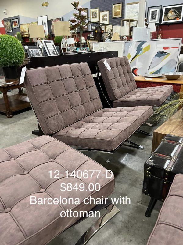 Selling Barcelona Chair with Ottoman at Home Consignment Furniture Store in Bee Cave