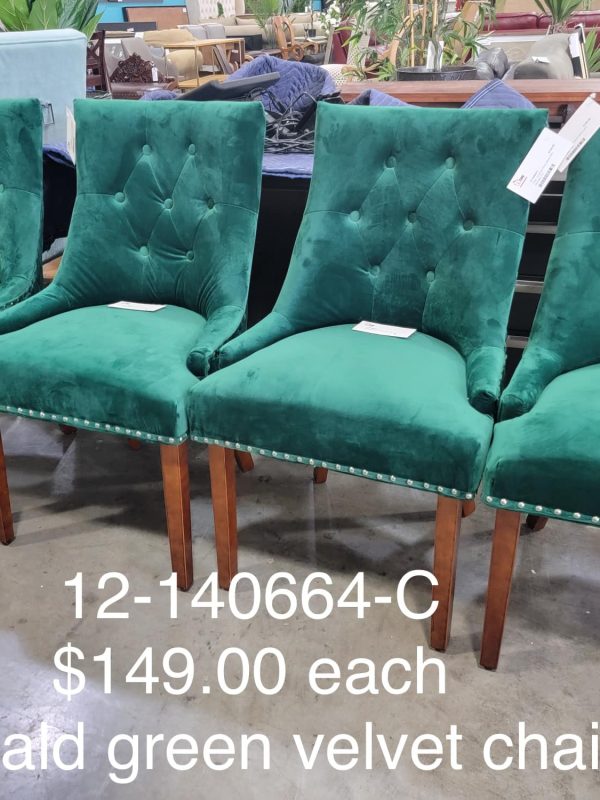 Used Green Velvet Chairs on Consignment in Austin Furniture Store