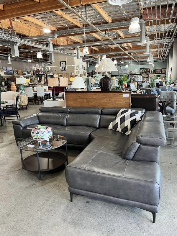 Used Leather Grey Couch For Sale at Home Consignment Store in Campbell